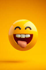 Fototapeta premium Silly emoji on a yellow background
