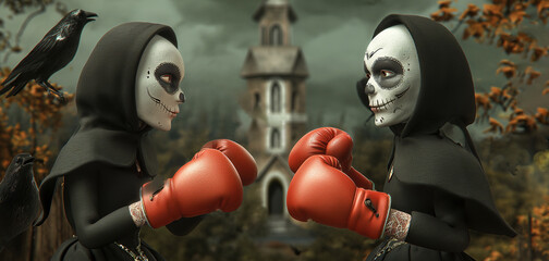 Nuns boxing and "Day of the Dead"