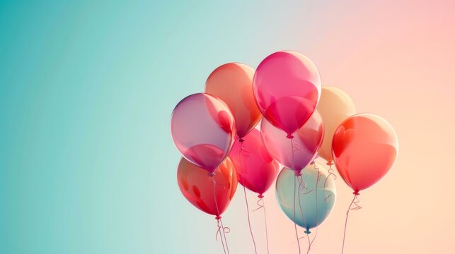 floating balloons on a plain background generative ai
