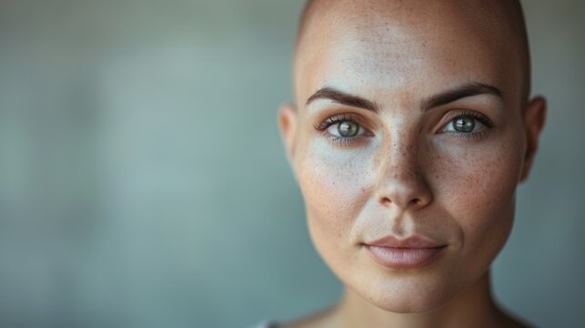 Woman with cancer facing the disease with strength and hope. generative ai