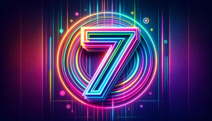 Number 7 showcased in a dazzling array of neon colors