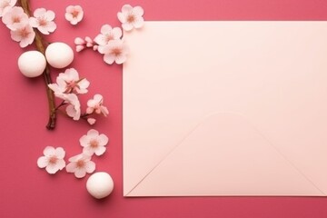 Blank card mockup with cookies and Chinese sakura, happy Chinese New Year