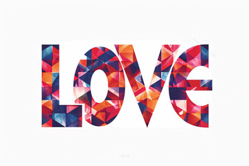 Colorful modern text design of the word LOVE on white background