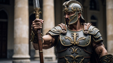 Roman soldier in ornate armor