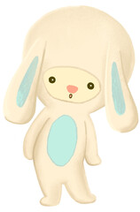 little rabbit illustration . cute cartoon character, mascot's  child.