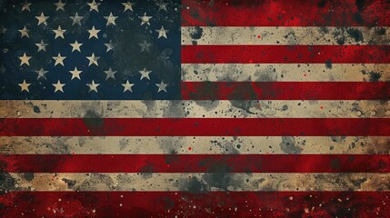 Fototapeta na wymiar Stylised vintage flag of USA, America national symbol