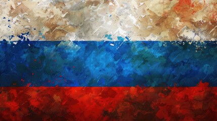 Stylised vintage flag of Russia, Russian national symbol