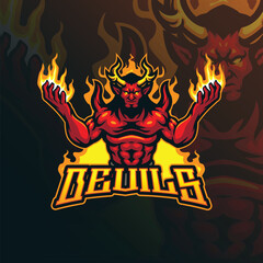 Devils mascot logo design vector with modern illustration concept style for badge, emblem and t shirt printing. Angry devils illustration for sport and esport team.