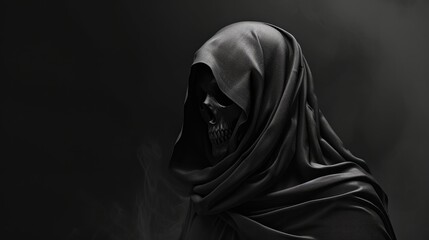 Fototapeta na wymiar Abstract black horror background with a death's skull