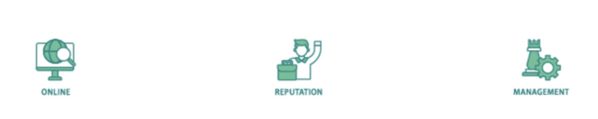 Obraz premium ORM icon set flow process illustrationwhich consists of internet, browser, winner, trust, favorite, and business icon live stroke and easy to edit 