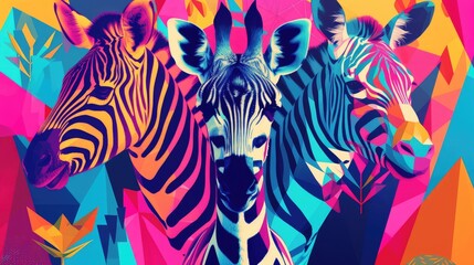 Abstract colourful zebras background