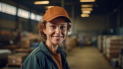 Smiling warehouse manager in a warehouse