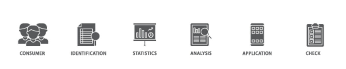 Kyc banner web icon illustration concept with icon of analysis, check, application, statistics, identification, consumer icon live stroke and easy to edit 