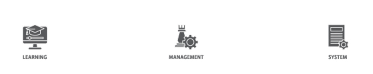 LMS banner web icon illustration concept with icon of online learning, administration, growth, and automation  icon live stroke and easy to edit 