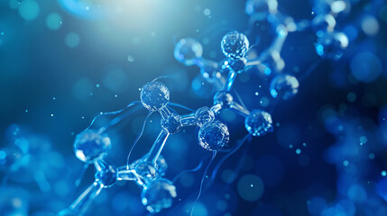 Blue Molecule Structure Background. Cells and Biochemistry Concept.