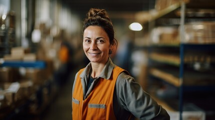 Smiling warehouse manager in a warehouse