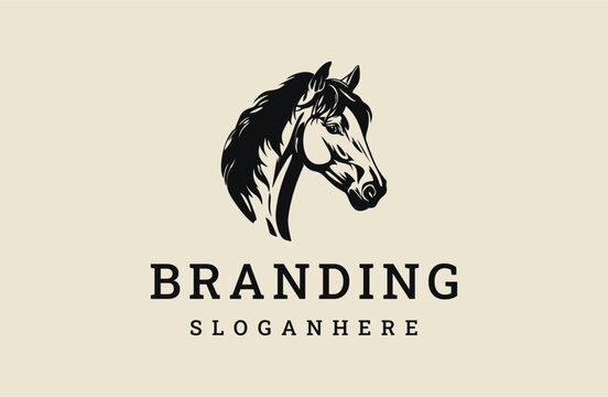 Head horse logo template vector design