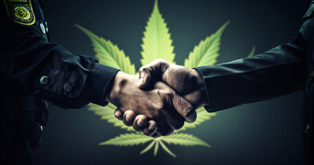 handshake drug herb, drug deal, corruption drugs, deal cannabis - obrazy, fototapety, plakaty