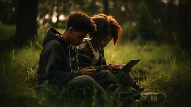 Young  Black People Hanging Out Outdoor