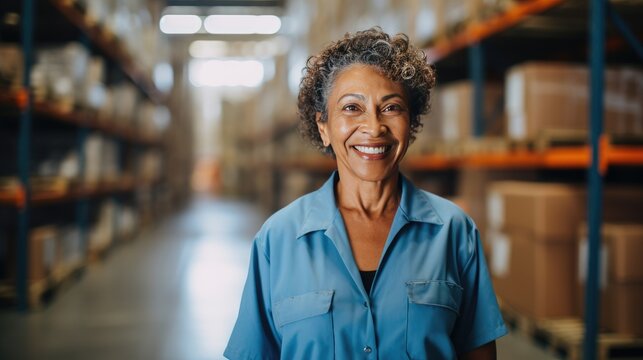 Smiling warehouse manager in a warehouse