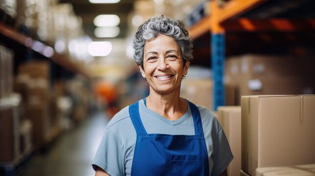 Smiling warehouse manager in a warehouse