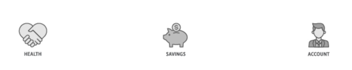 HSA banner web icon illustration concept with icon of healthcare, growth, id card, and accounting icon live stroke and easy to edit 