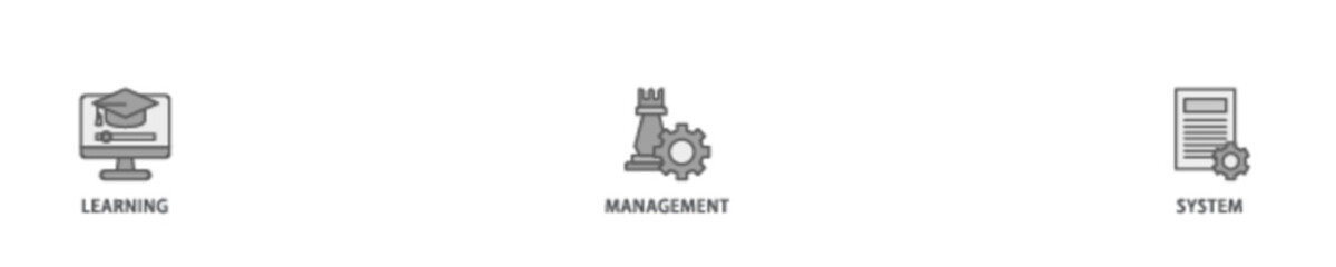 LMS banner web icon illustration concept with icon of online learning, administration, growth, and automation  icon live stroke and easy to edit 