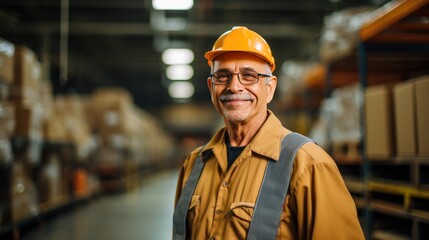 Smiling warehouse manager in a warehouse