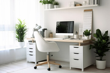 Fototapeta na wymiar Minimalistic Home Office with Clean Design