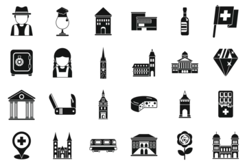 Fototapeten Bern icons set simple vector. City capital. Canton swiss emblem © anatolir