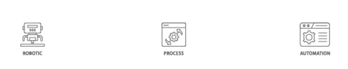 RPA icon set flow process illustrationwhich consists of robot, ai, artificial intelligence, automation, process, conveyor, and processor icon live stroke and easy to edit 