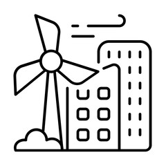 Green city icon with thin line style