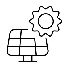 Solar panel icon with thin line style