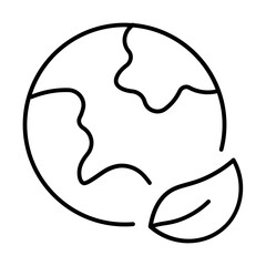 Eco green earth icon with thin line style