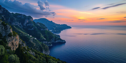 Amalfi coast coastline in Sorrentine Peninsula, Campania region, Italy. Holiday destination...