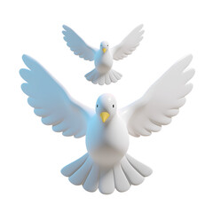 Fototapeta premium Simple 3D Cartoon Dove: A Rendered Icon of Peace and Religion, Isolated on Transparent Background, PNG