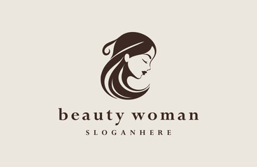 Woman logo style icon design template flat vector