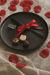 Decoration for the holiday. Plate with sweets