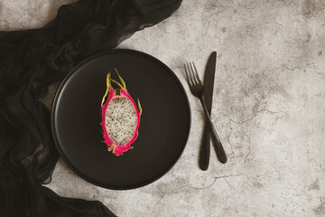 A plate of dragon fruit. Diet. Healthy eating.