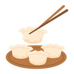 Gyoza Chinese Dumplings, Fried Vegetable Jiaozi, Chicken Momo Pile