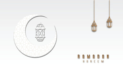 Premium design of Ramadan celebration wallpaper with a classic and simple theme for Muslims