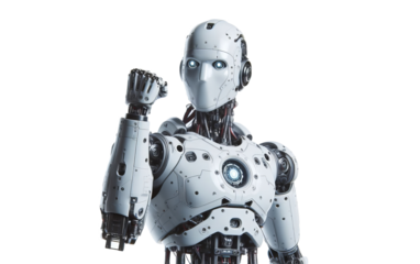 Strong Robot. Robotic Strength. Powerful Android. Strong Robot Isolated Background