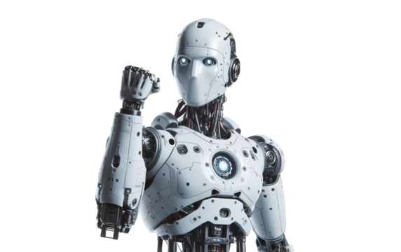 Strong Robot. Robotic Strength. Powerful Android. Strong Robot Isolated Background