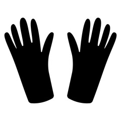 garden rubber gloves fabric green protection black white silhouette element icon