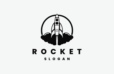 Rocket logo  space vector design template 