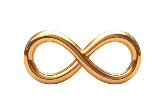 Golden infinity symbol isolated on transparent background. PNG file. - Powered by Adobe
