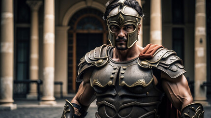 Roman soldier in ornate armor