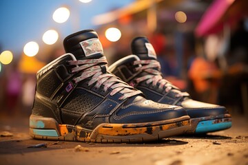 Modern men stylish shoes with blur bokeh background