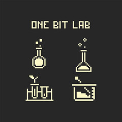 this is lab icon in pixel art with white color and black background ,this item good for presentations,stickers, icons, t shirt design,game asset,logo and project.