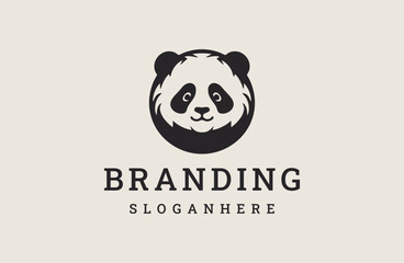 black panda logo icon design illustration